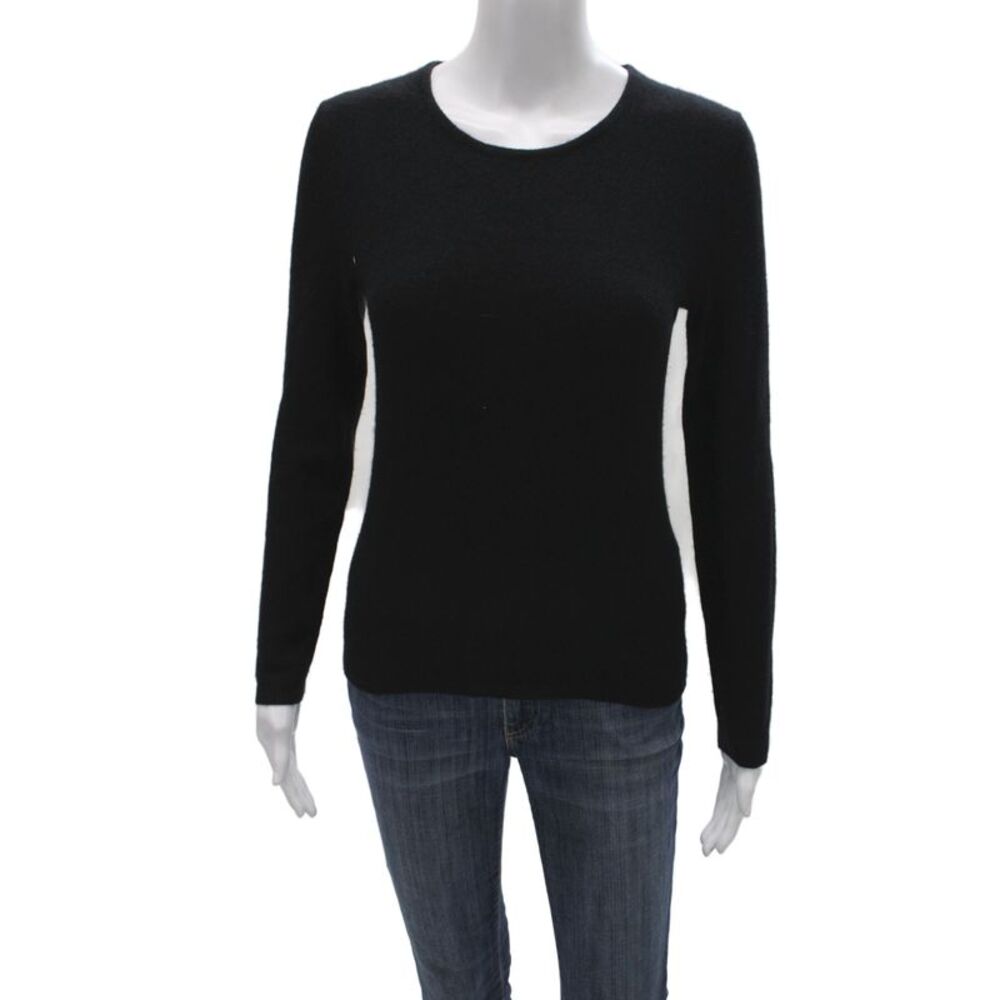 Sutton Studio Womens Black 100% Cashmere Crew Neck Pullover Sweater Size XS